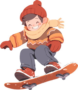 温暖秋冬款毛衣卡通男孩滑雪元素