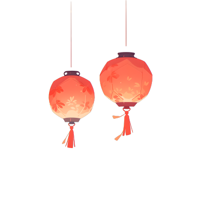 两个红色中国灯笼节日灯笼设计元素