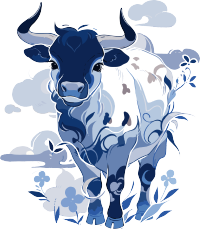 中国牛中国版画插图设计素材