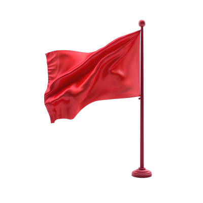 红旗在白色背景中飘扬的PNG图形素材