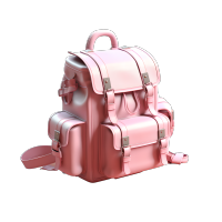 3D粉色背包透明背景插画