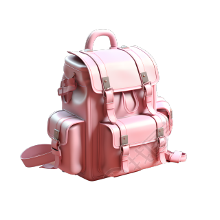 3D粉色背包透明背景插画