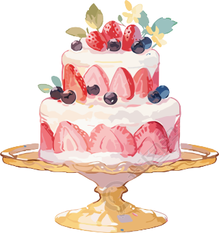 水彩风格蛋糕的简洁水彩插图