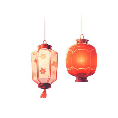 中国传统灯笼古风插画