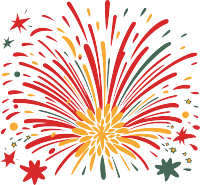 粉绿红花火设计元素