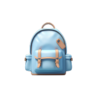 透明背景柔和蓝色3D背包插画
