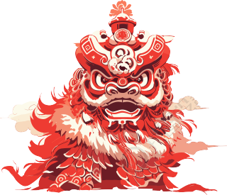 喜庆的中国新年舞狮矢量图素材