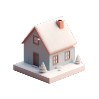 雪屋上的软彩色3D图形素材