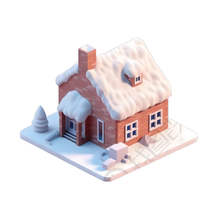 雪顶小屋的创意设计元素图形素材
