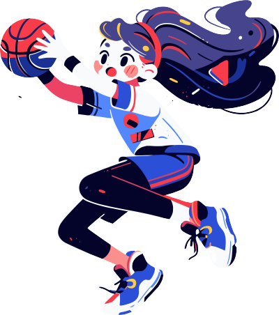 可爱漫画女孩打篮球素材