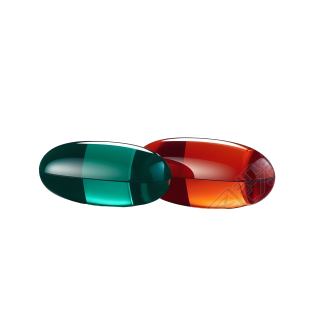 红绿两色药丸插画设计元素