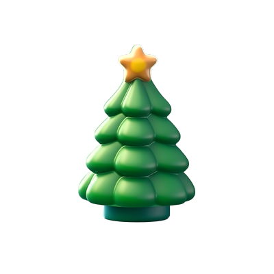 可商用的绿色圣诞树3D图标设计素材
