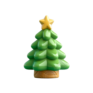 可爱的绿色圣诞树透明背景素材