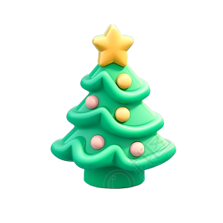 可商用的3D圣诞树图标插画