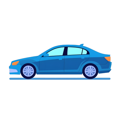蓝色汽车扁平插画设计元素