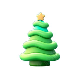可爱的3D圣诞树PNG图形素材