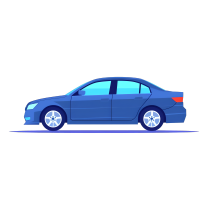 简洁扁平插图蓝色汽车设计素材