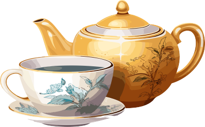 茶壶及杯子插画素材