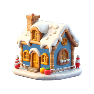 圣诞雪屋3D图标插画