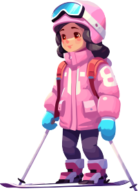 可爱滑雪儿童透明背景插画