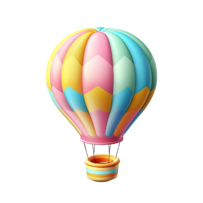 热气球3D粘土素材PNG图标