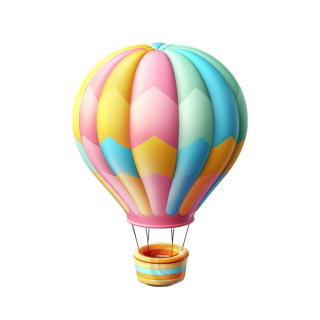 热气球3D粘土素材PNG图标