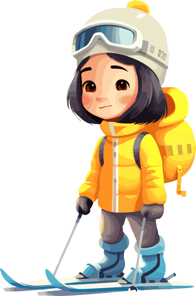 萌萌的滑雪儿童黄色滑雪服素材