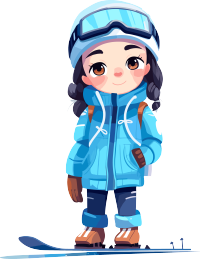 滑雪儿童创意设计平面插画