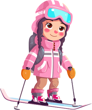 滑雪儿童2D平面插画商用素材