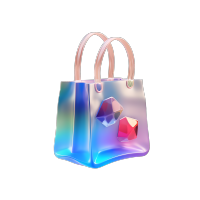 手提包3D简约风格透明图标插图