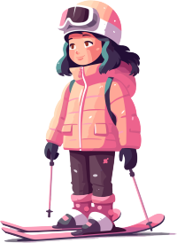 滑雪儿童穿滑雪服扁平插画
