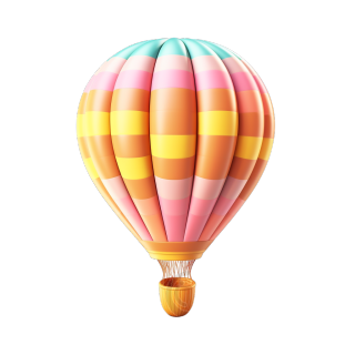 热气球3D图标柔和色彩图形插画