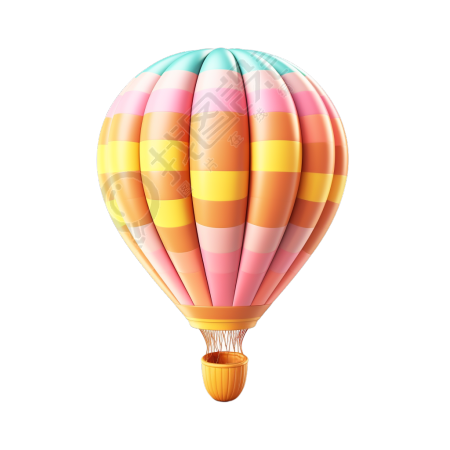 热气球3D图标柔和色彩图形插画