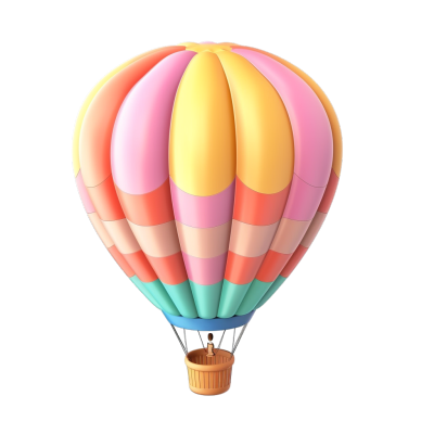 热气球卡通形象3D图标插画