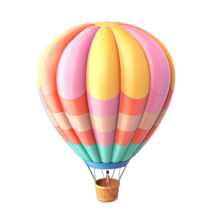 热气球卡通形象3D图标插画