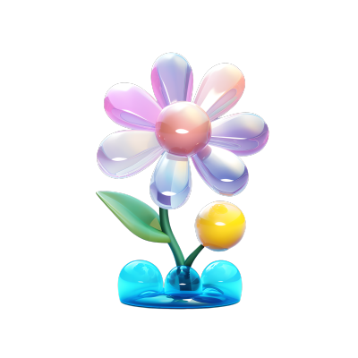 花朵摆件3D透明玻璃插图