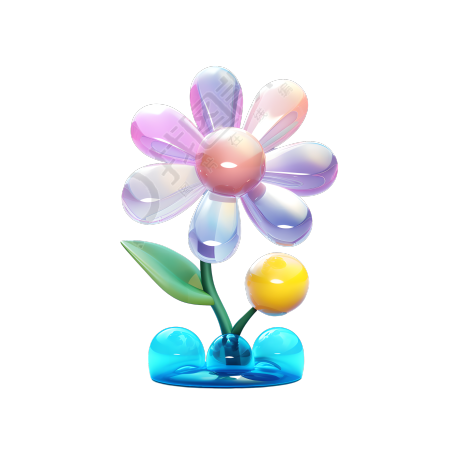 花朵摆件3D透明玻璃插图