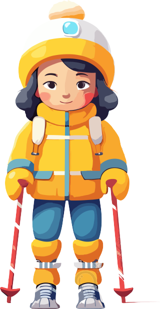 滑雪儿童可商用2D平面插画