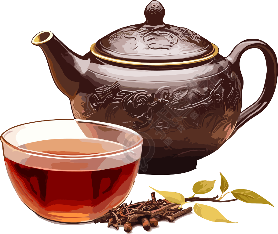 茶壶和杯子创意设计图形素材