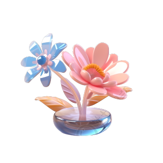 花朵摆件3D透明背景设计素材