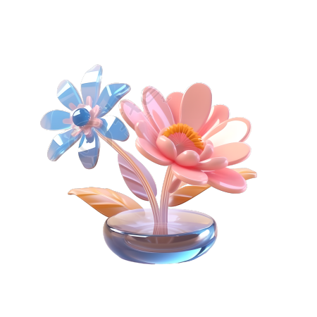 花朵摆件3D透明背景设计素材