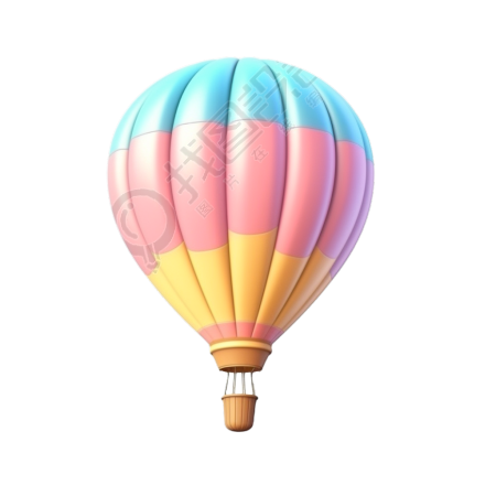 土耳其热气球卡通3D图标素材