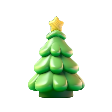 圣诞树3D图标透明背景素材