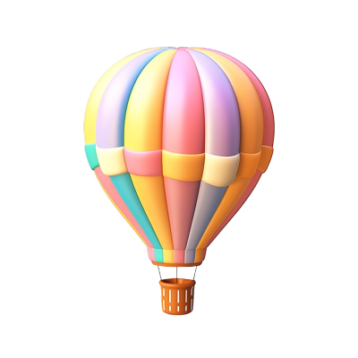 热气球卡通3D图标插画