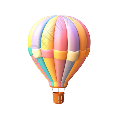 热气球卡通3D图标插画