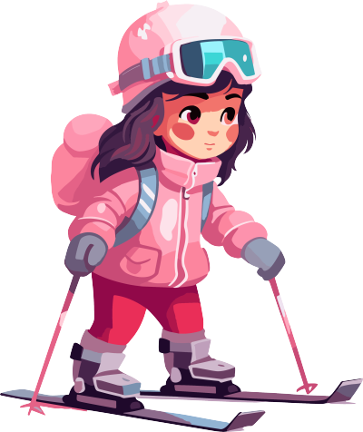 滑雪儿童粉色可商用插画
