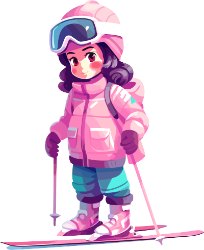 滑雪儿童粉色滑雪服PNG素材