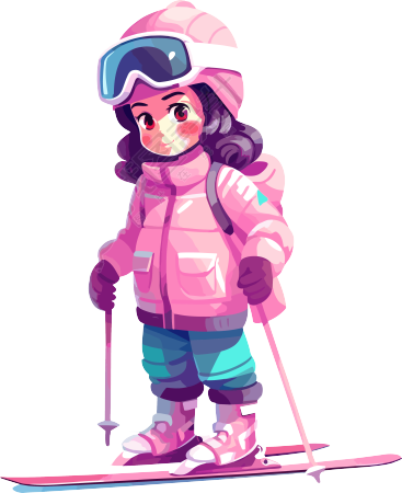 滑雪儿童粉色滑雪服PNG素材