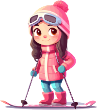 滑雪儿童干净背景插图素材