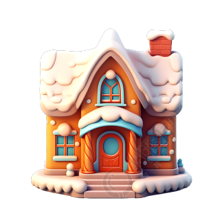 圣诞雪屋可爱3D图标商业设计元素